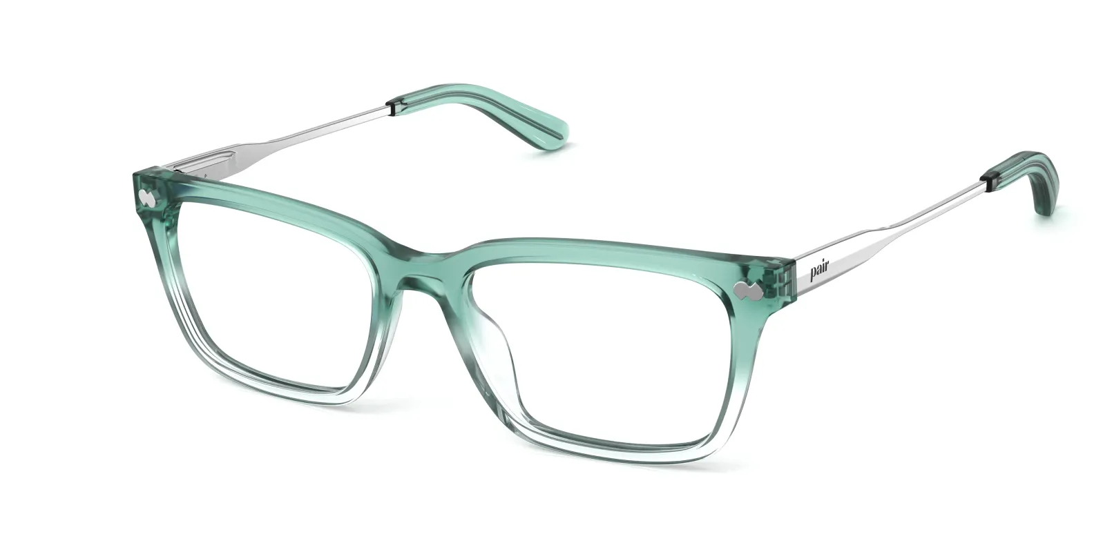 The Larkin - Teal Pearlized Gradient Acetate Silver Metal made by Pair Eyewear