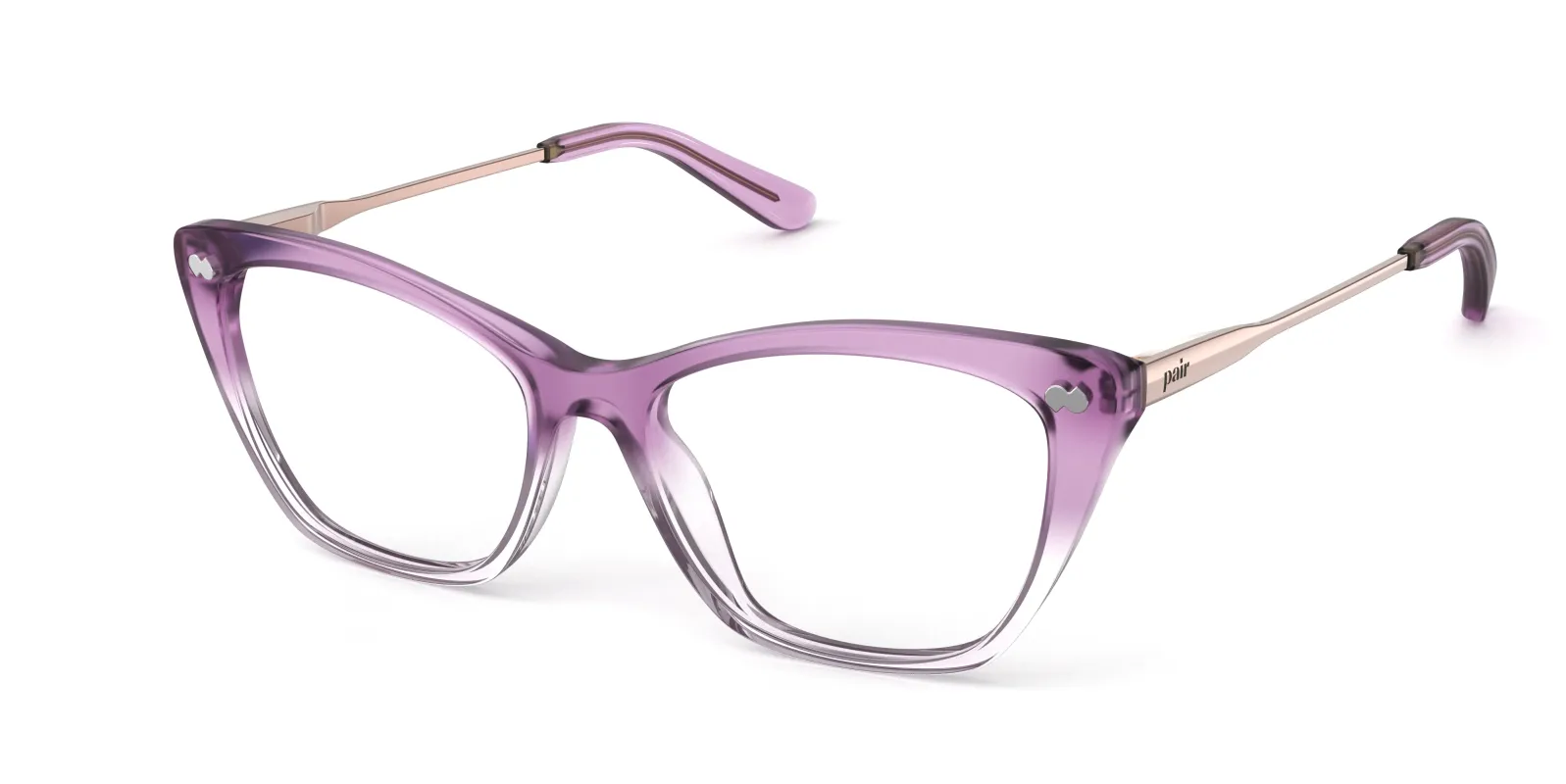 The Wanda - Violet Pearlized Gradient Acetate Rose Gold Metal made by Pair Eyewear