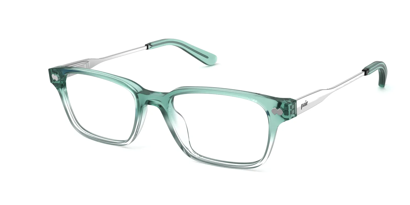 The Finley - Teal Pearlized Gradient Acetate Silver Metal made by Pair Eyewear