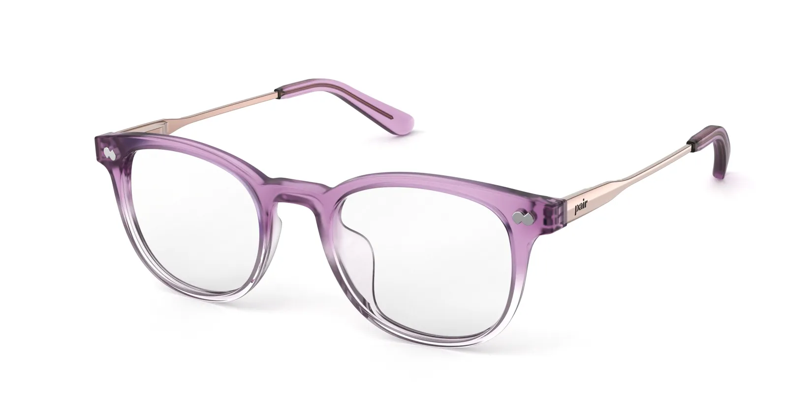 The Reese - Violet Pearlized Gradient Acetate Rose Gold Metal made by Pair Eyewear