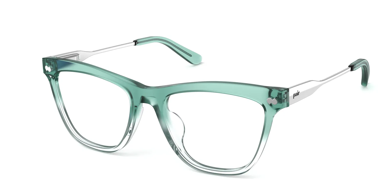 The Harper - Teal Pearlized Gradient Acetate Silver Metal made by Pair Eyewear