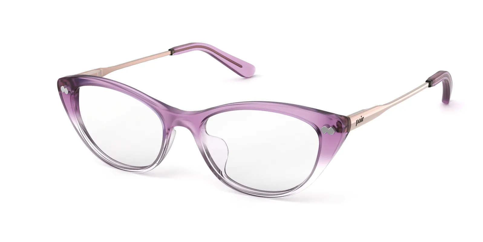 The ella - Violet Pearlized Gradient Acetate Rose Gold Metal made by Pair Eyewear