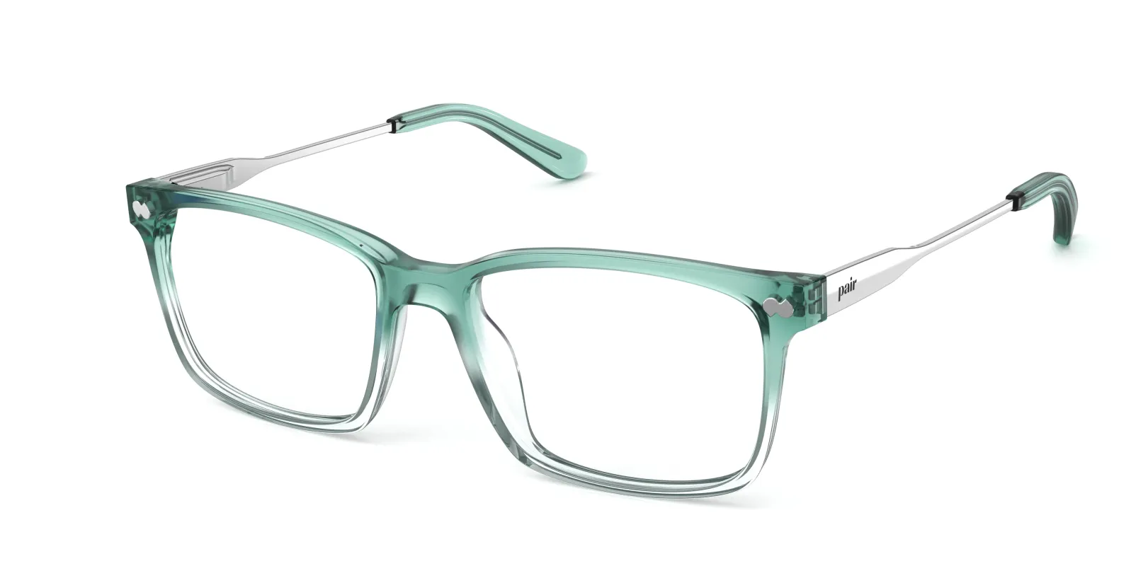 The Kirby - Teal Pearlized Gradient Acetate Silver Metal made by Pair Eyewear