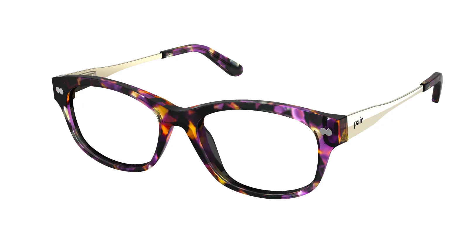 The Addison - Purple Confetti Tortoise Acetate Gold Metal Sun made by Pair Eyewear