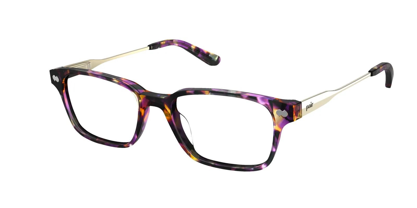 The Finley - Purple Confetti Tortoise Acetate Gold Metal Sun made by Pair Eyewear