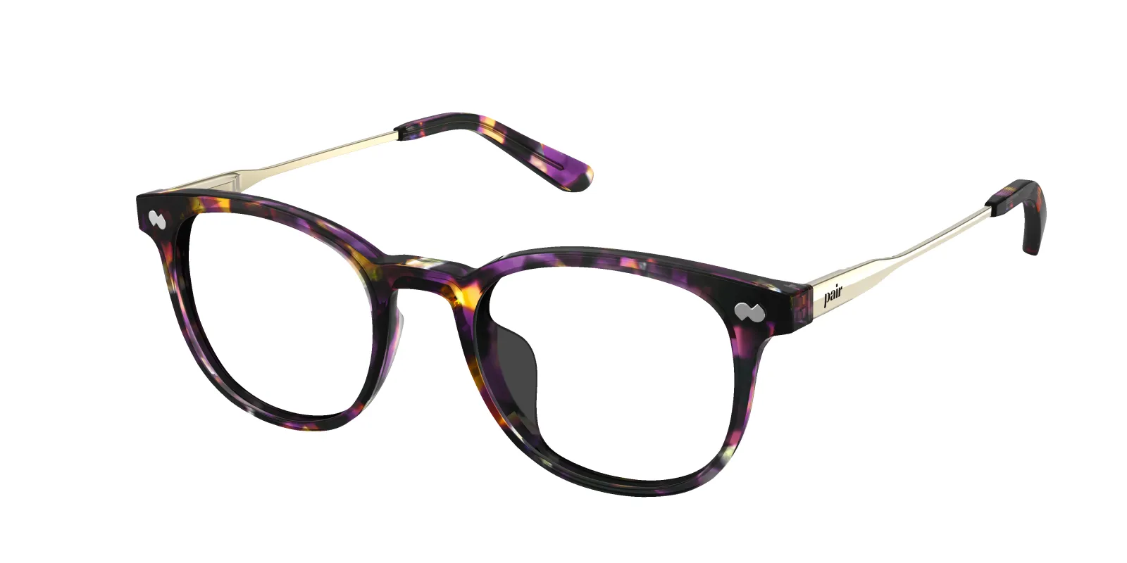 The Reese - Purple Confetti Tortoise Acetate Gold Metal Sun made by Pair Eyewear