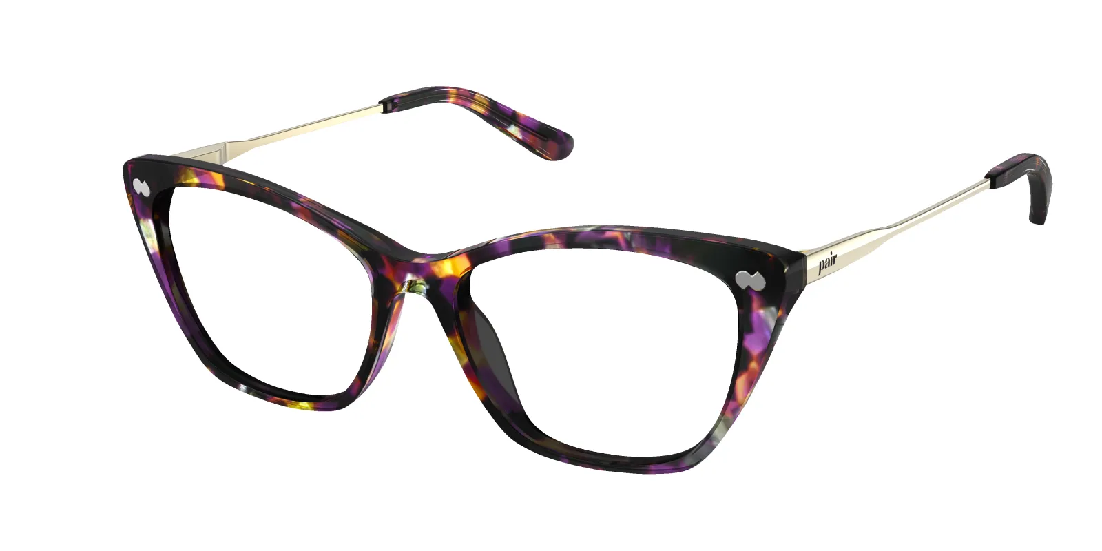 The Wanda - Purple Confetti Tortoise Acetate Gold Metal Sun made by Pair Eyewear