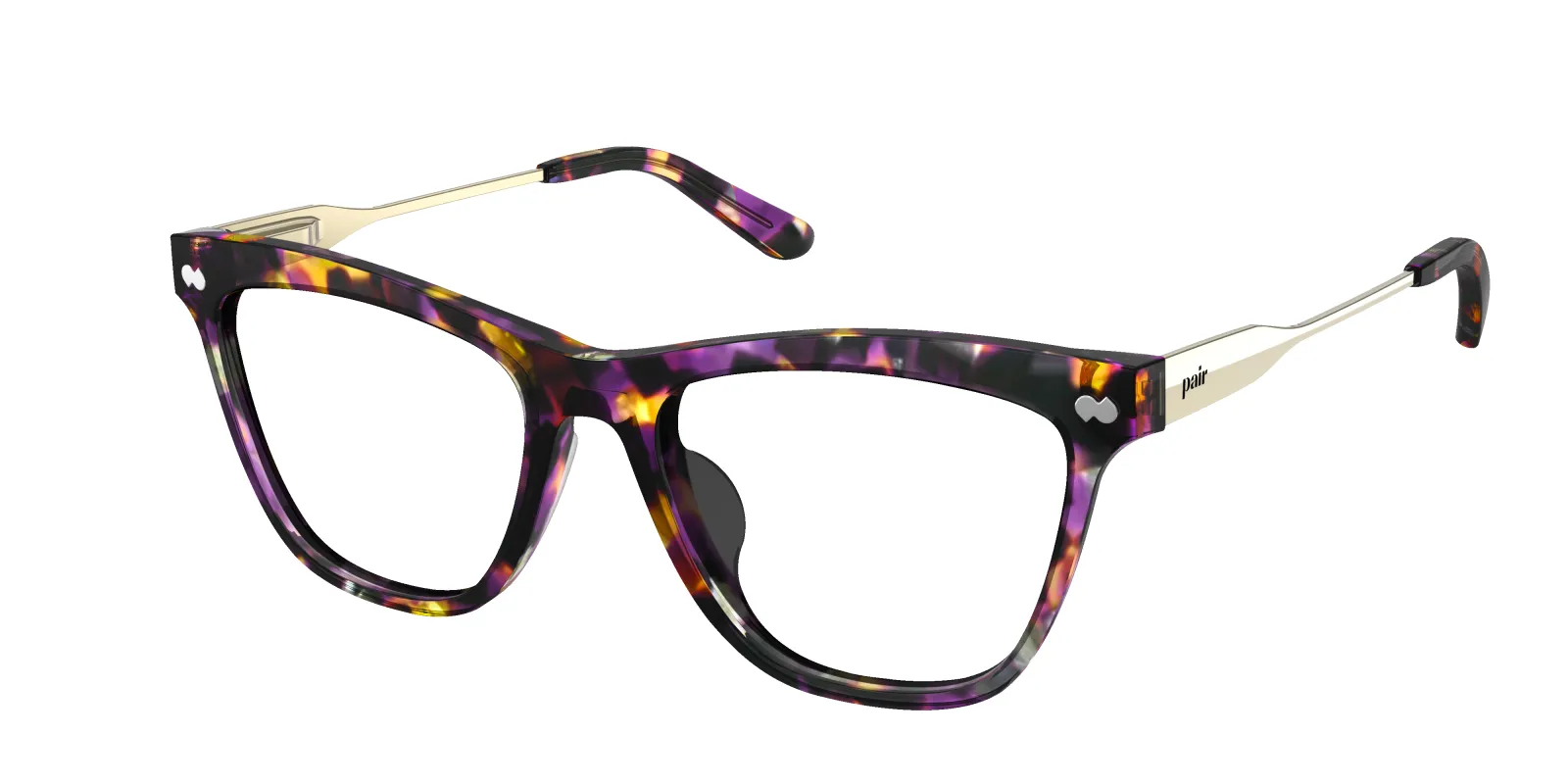 The Harper - Purple Confetti Tortoise Acetate Gold Metal Sun made by Pair Eyewear