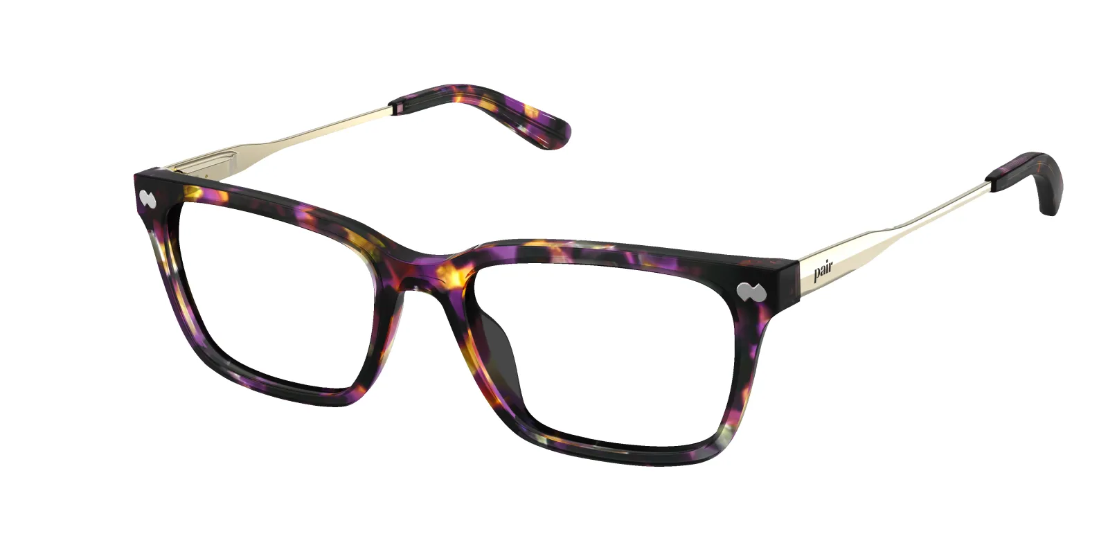 The Larkin - Purple Confetti Tortoise Acetate Gold Metal Sun made by Pair Eyewear