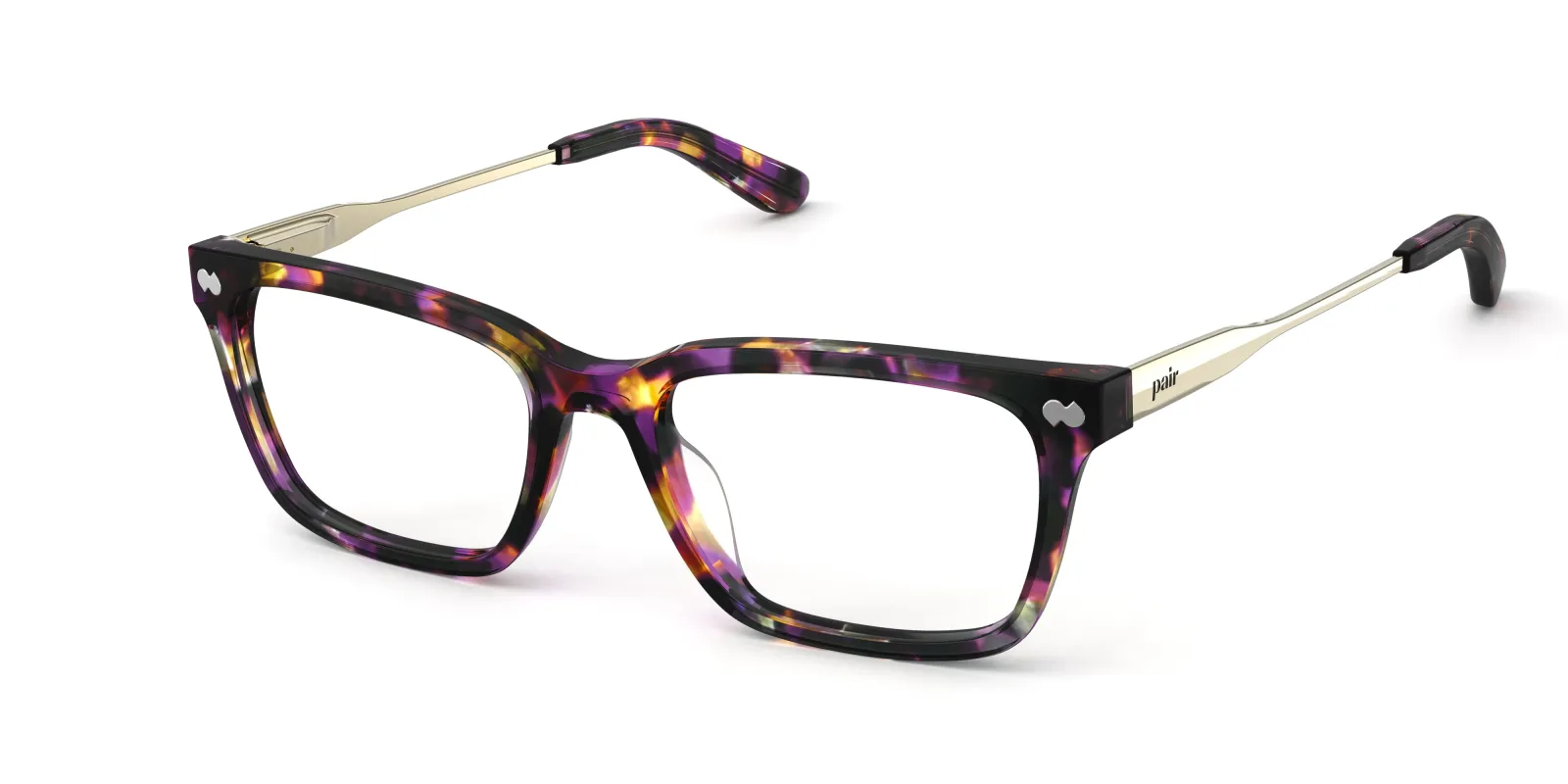 The Larkin - Purple Confetti Tortoise Acetate Gold Metal made by Pair Eyewear