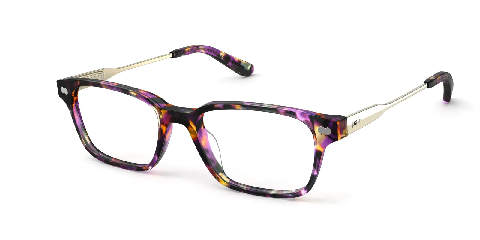The Finley - Purple Confetti Tortoise Acetate Gold Metal made by Pair Eyewear