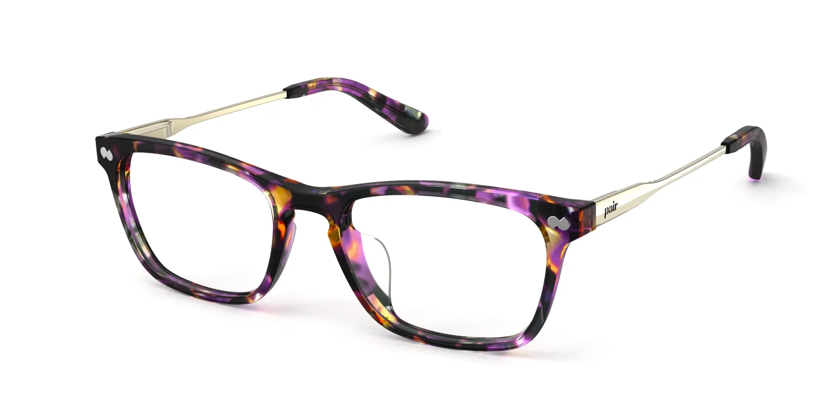 The Casper - Purple Confetti Tortoise Acetate Gold Metal made by Pair Eyewear