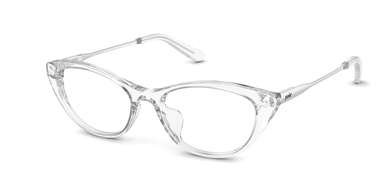 The ella - Crystal Clear Acetate Silver Metal made by Pair Eyewear