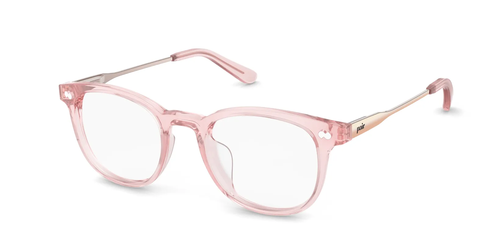 The Reese - Pink Clear Acetate Rose Gold Metal made by Pair Eyewear