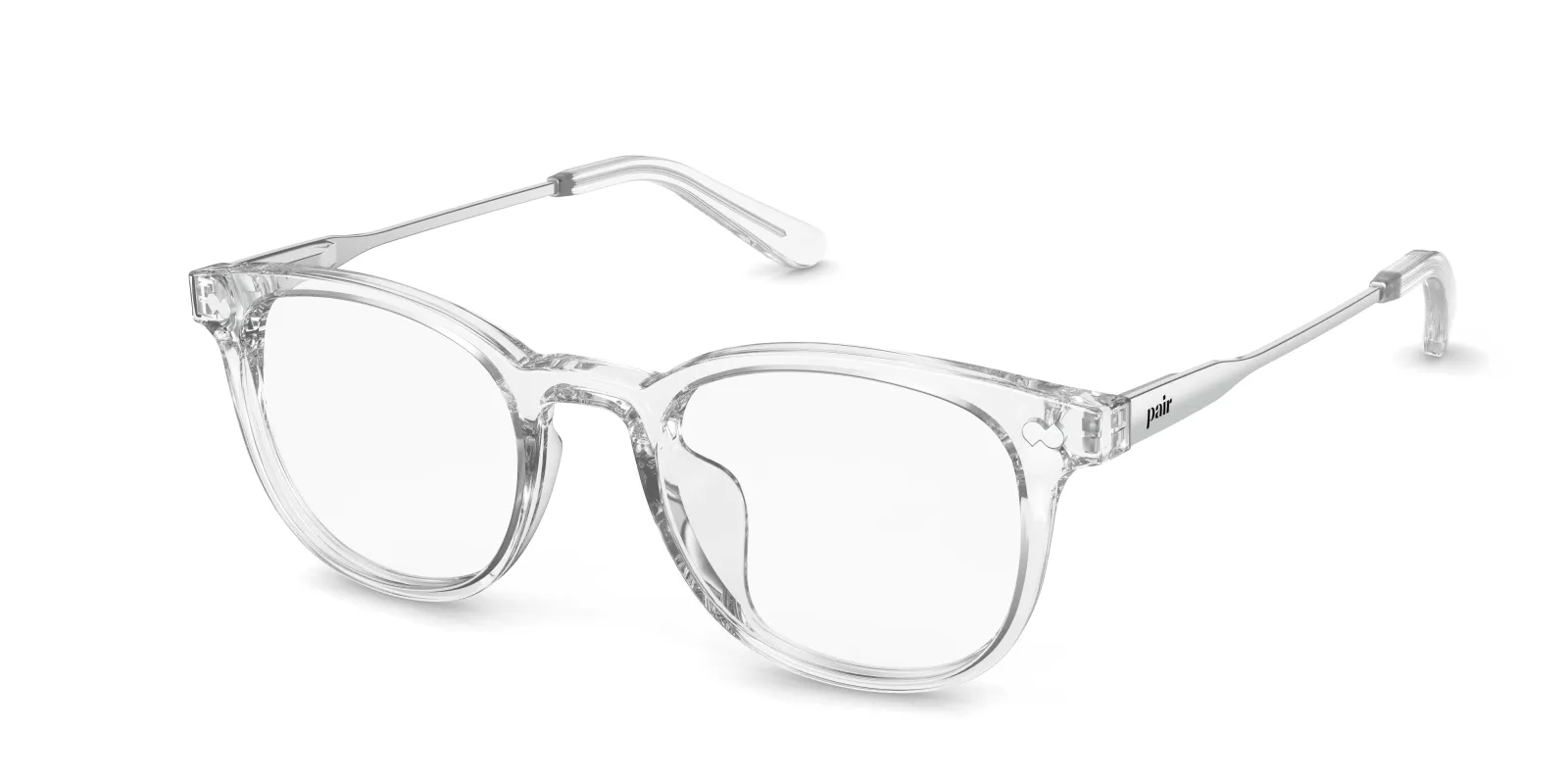The Reese - Crystal Clear Acetate Silver Metal made by Pair Eyewear