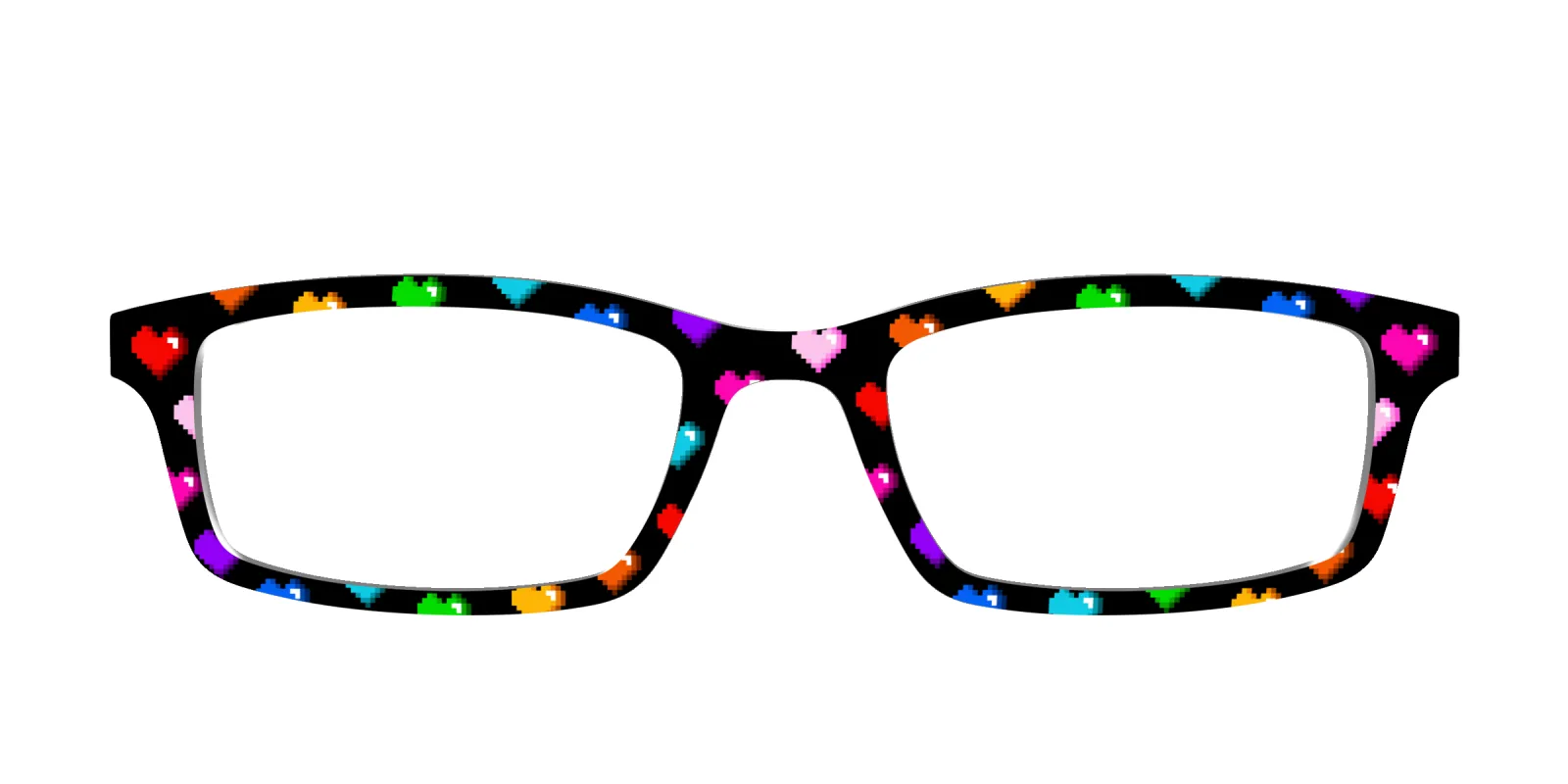 The 8-Bit Rainbow Hearts made by Pair Eyewear