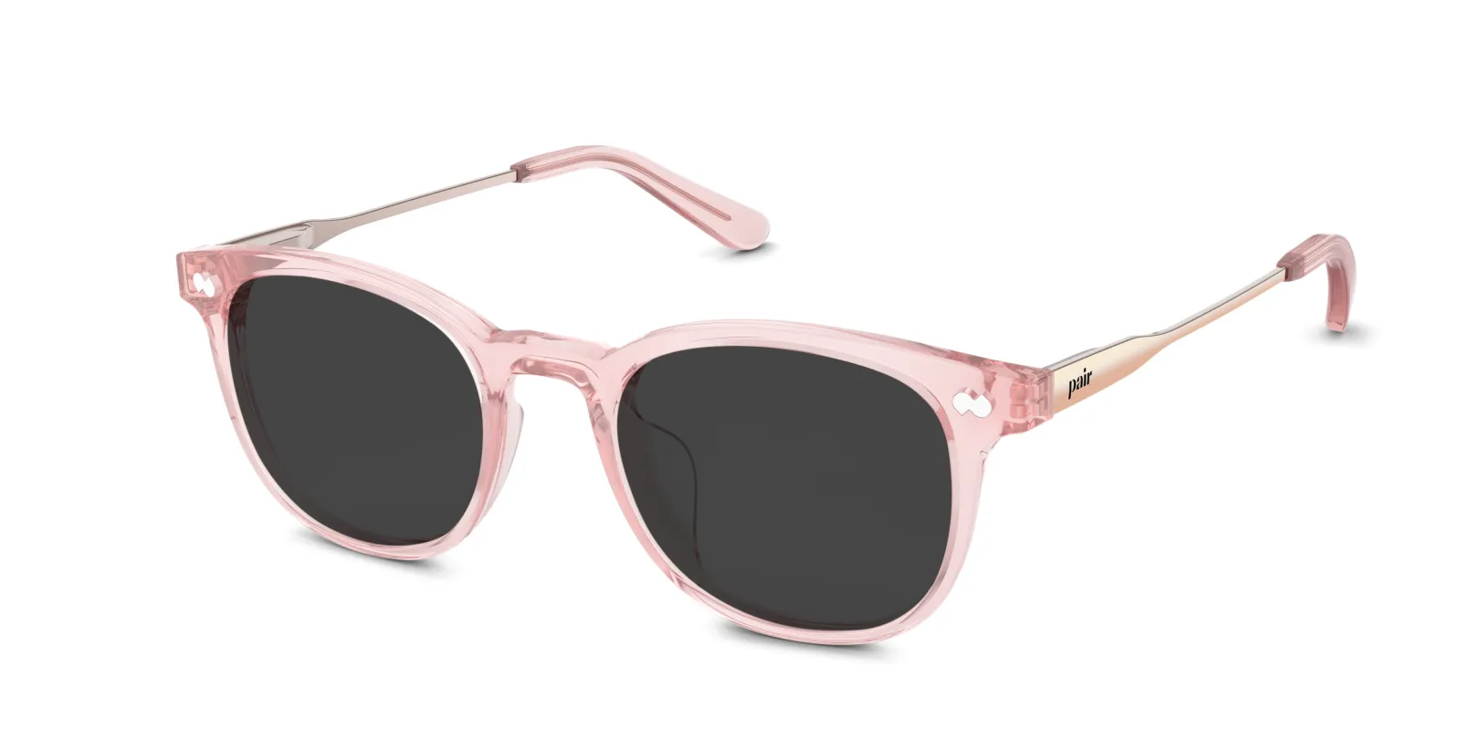 The Reese - Pink Clear Acetate Rose Gold Metal Sun made by Pair Eyewear