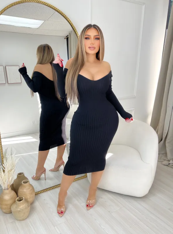 Amara Sweater Dress-Black sold by Glamour Fashion
