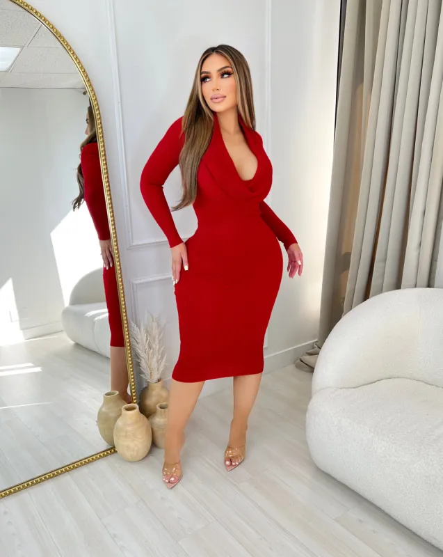 Cassandra Dress-Red sold by Glamour Fashion