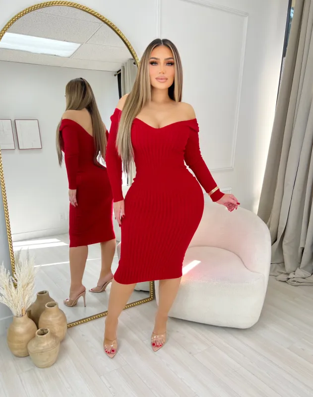 Amara Sweater Dress-Red sold by Glamour Fashion