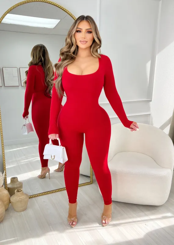Jenny Snatched Jumpsuit-Red sold by Glamour Fashion