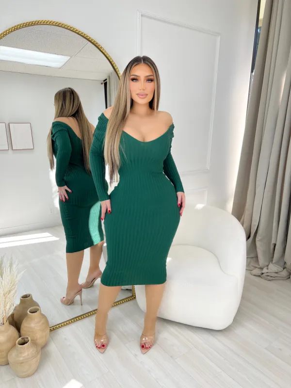 Amara Sweater Dress-Hunter Green sold by Glamour Fashion