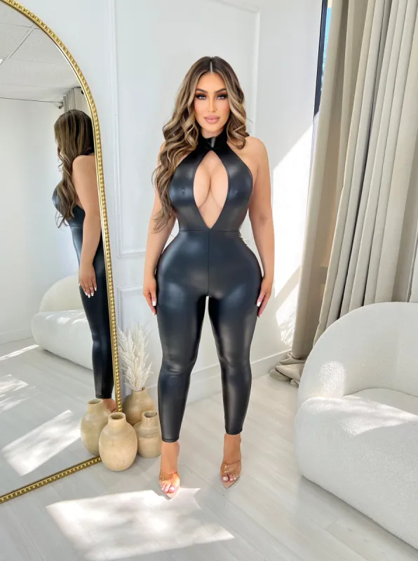 Karina Leather Jumpsuit sold by Glamour Fashion