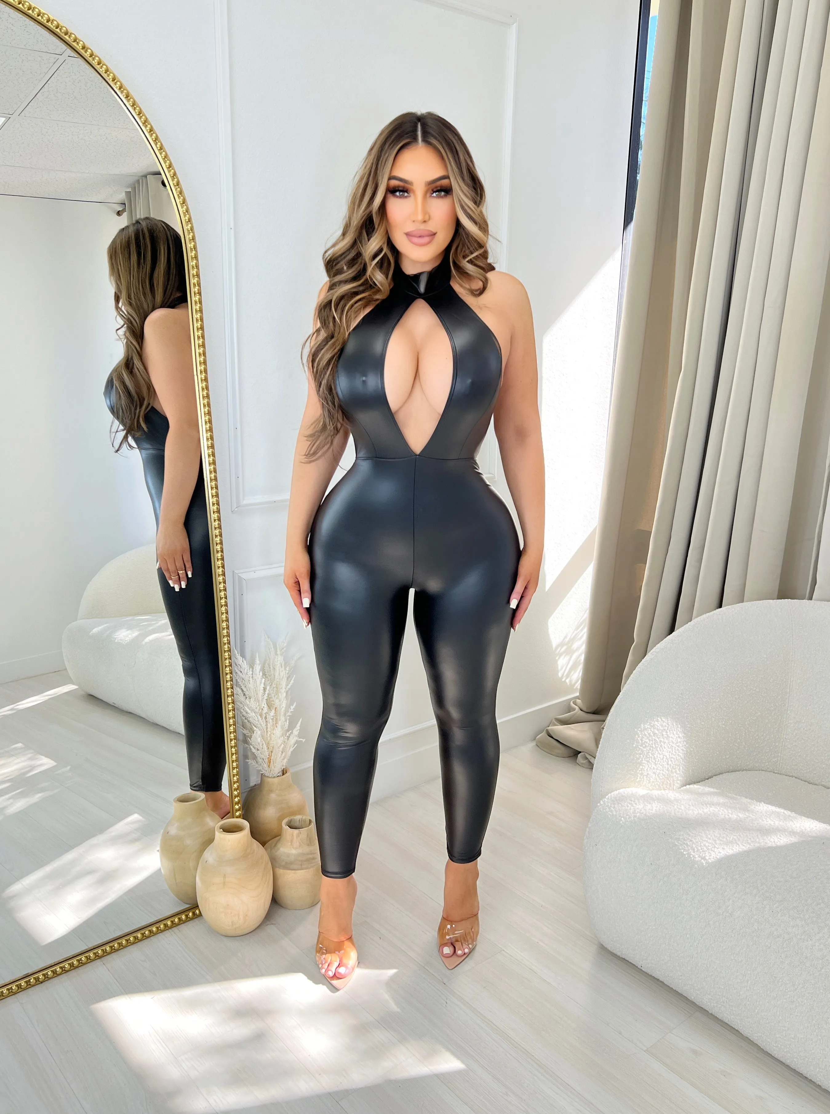 Karina Leather Jumpsuit sold by Glamour Fashion