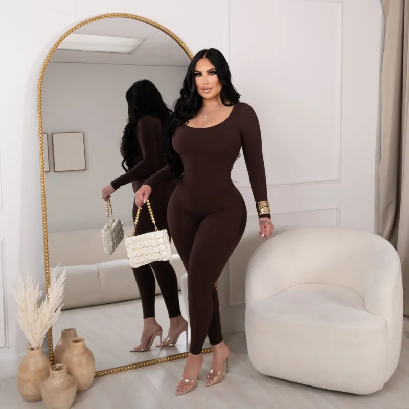 Jenny Snatched Jumpsuit-Brown sold by Glamour Fashion