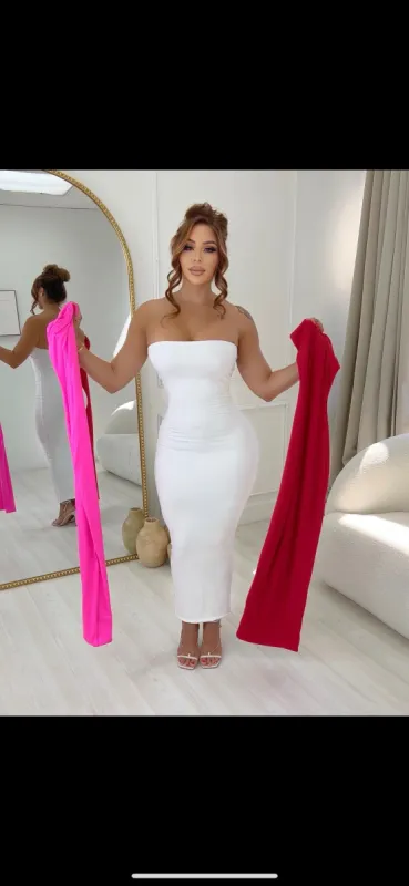 Perfect Fit Dress-White sold by Glamour Fashion