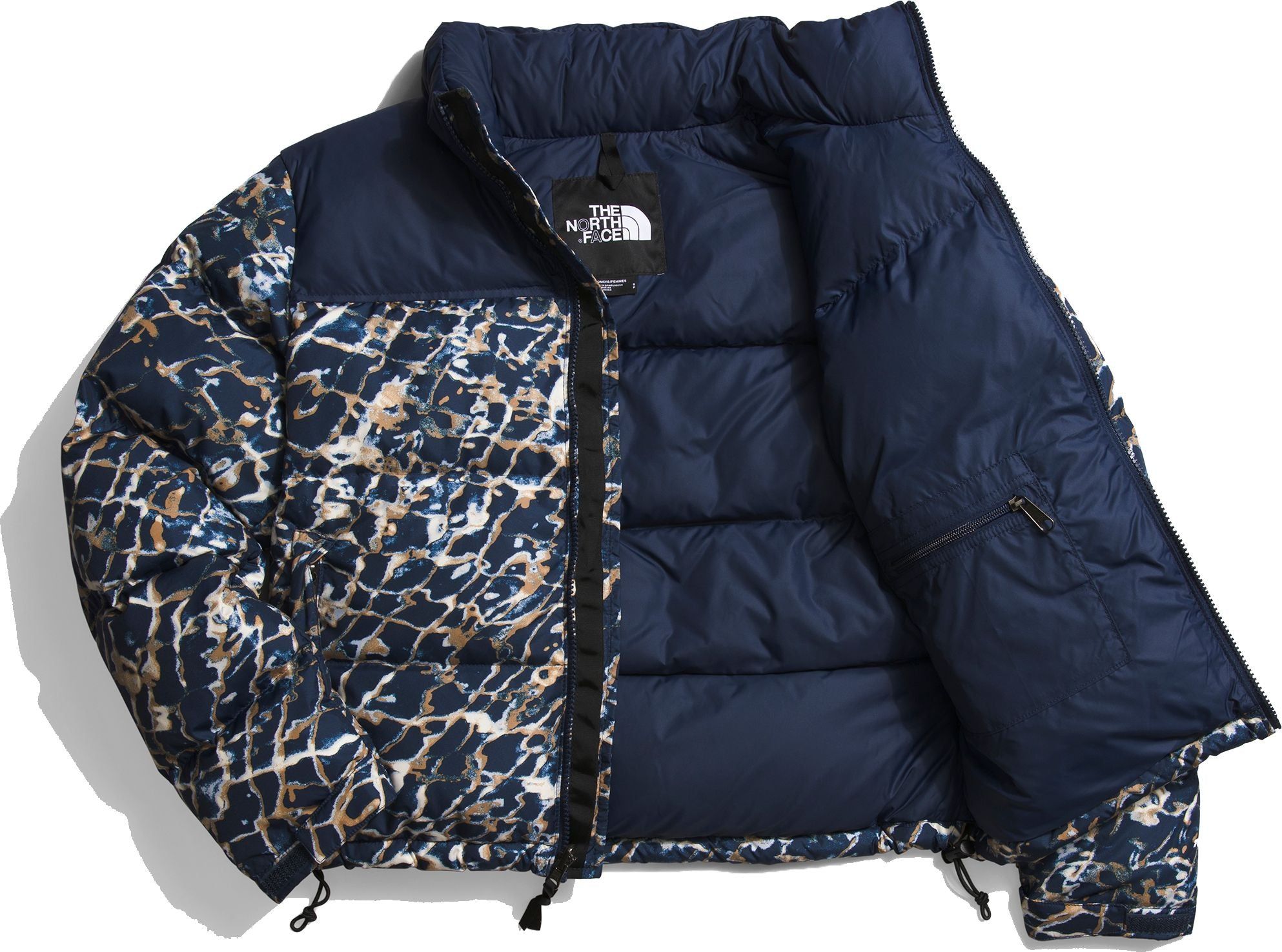 W 1996 Retro Nuptse Jacket Dusty Periwinkle Water Distortion Summit Navy sold by Quarks / Urban Trail