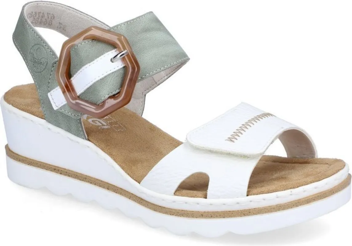 White/mint Wedge With Buckle sold by Quarks / Urban Trail