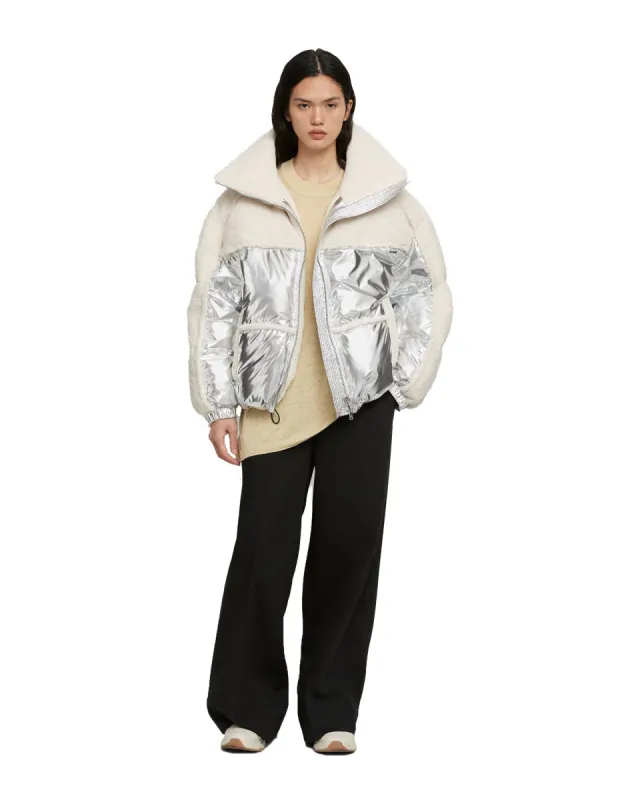 Elmira Sherpa Puffer Silver Ivory sold by Quarks / Urban Trail