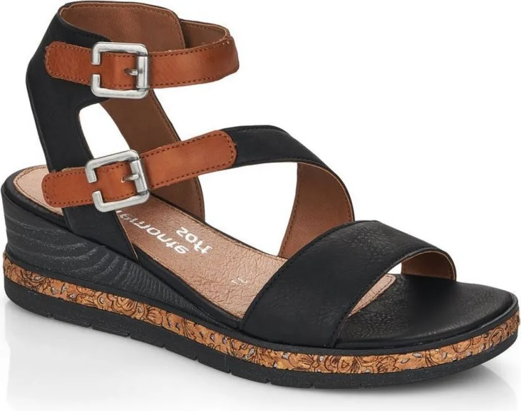 Black Ankle Strap Wedge Sandal sold by Quarks / Urban Trail