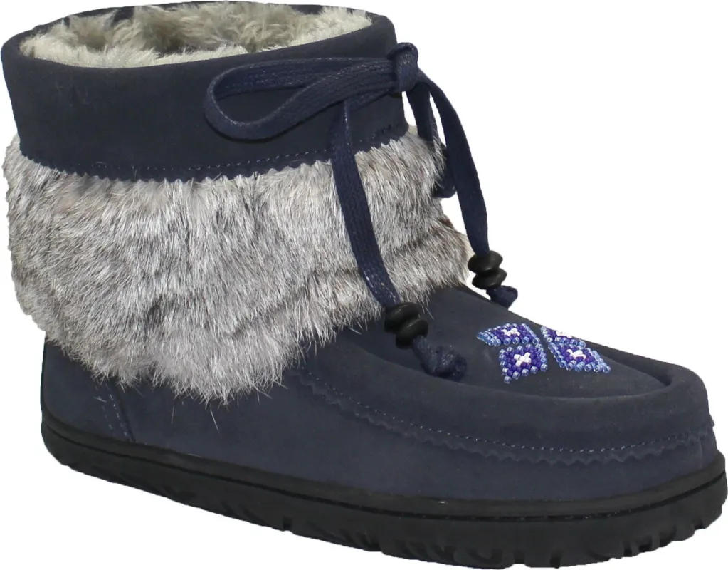 Short Navy Suede Mukluk sold by Quarks / Urban Trail