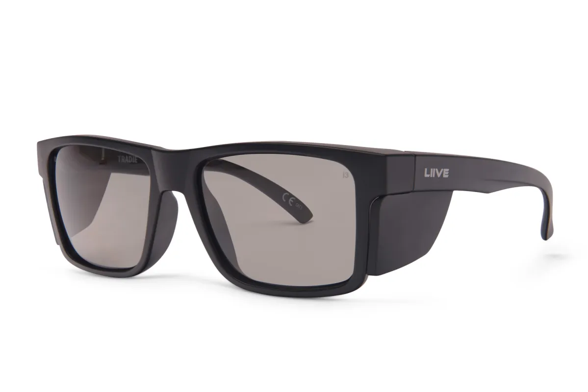 Tradie Safety - Polarised Matt Black Black Blinker sold by Liive Eyewear