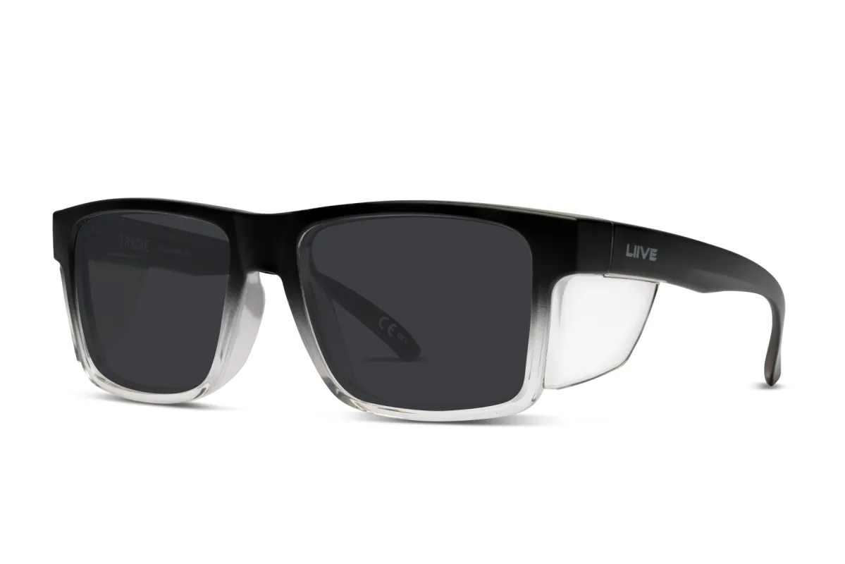Tradie Safety - Matt Black Fade Clear Blinker sold by Liive Eyewear