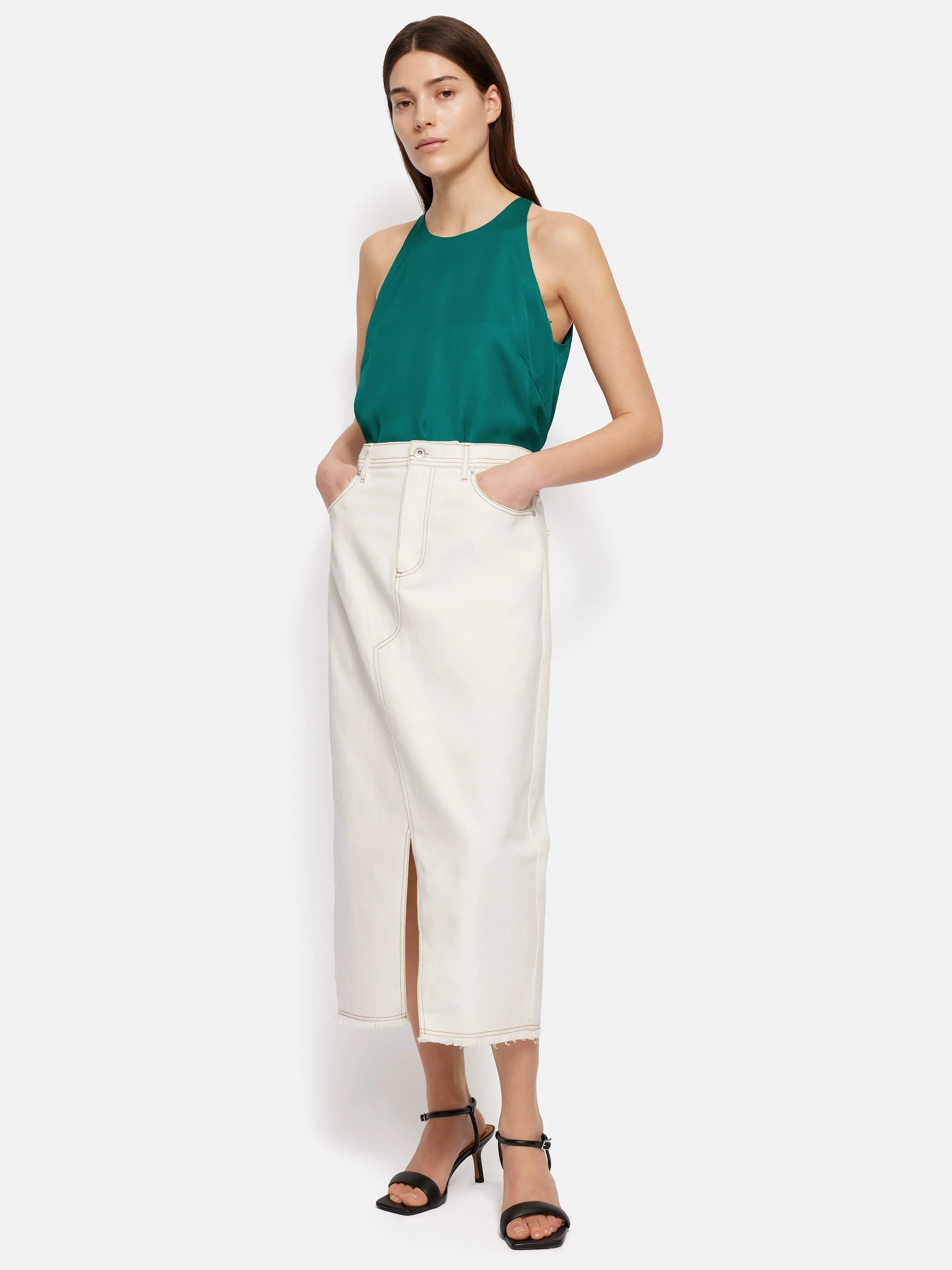 Satin Sleeveless Top | Green sold by Jigsaw product image thumbnail 3