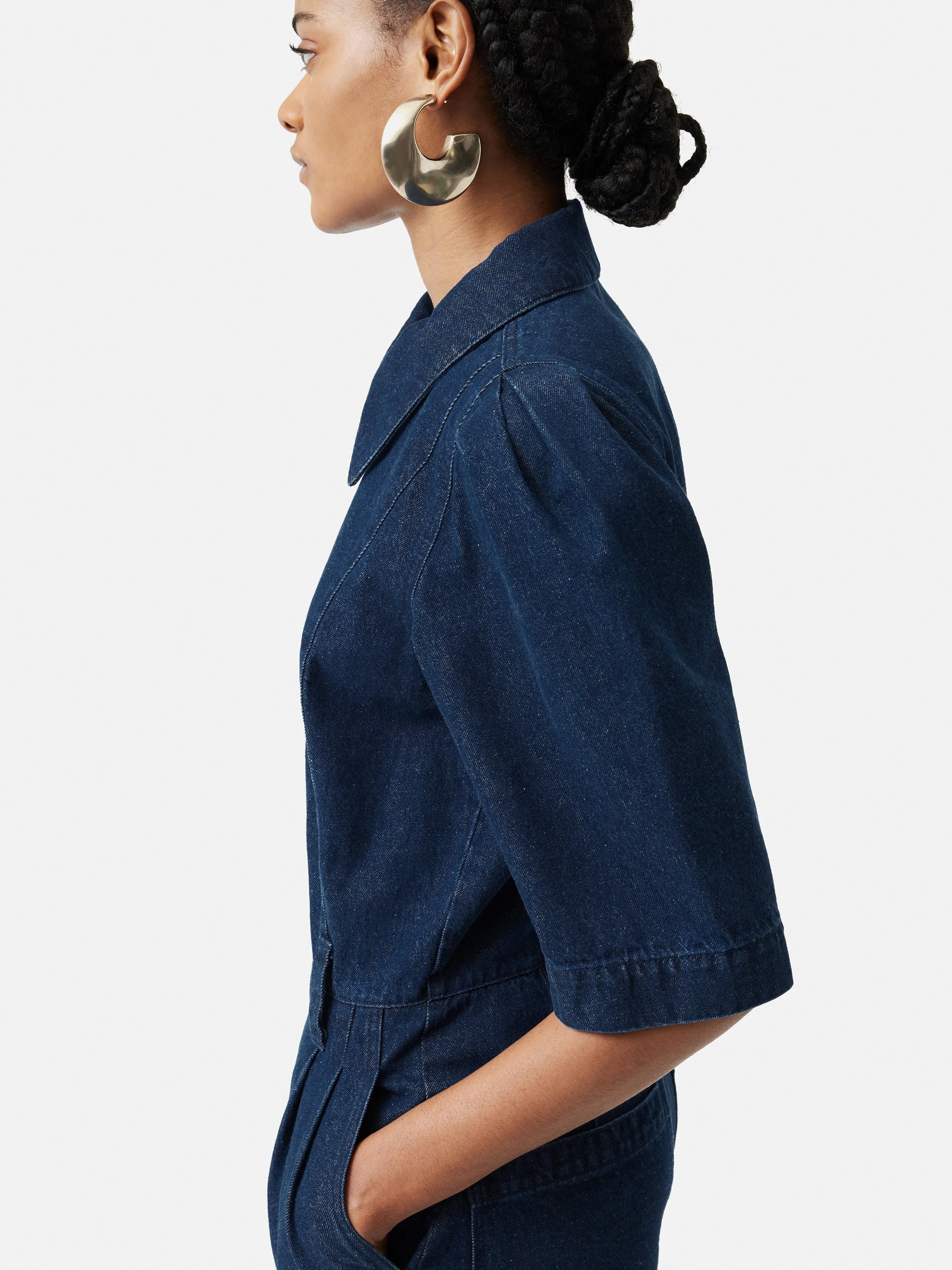 Denim Zip Front Jumpsuit | Indigo sold by Jigsaw product image thumbnail 5