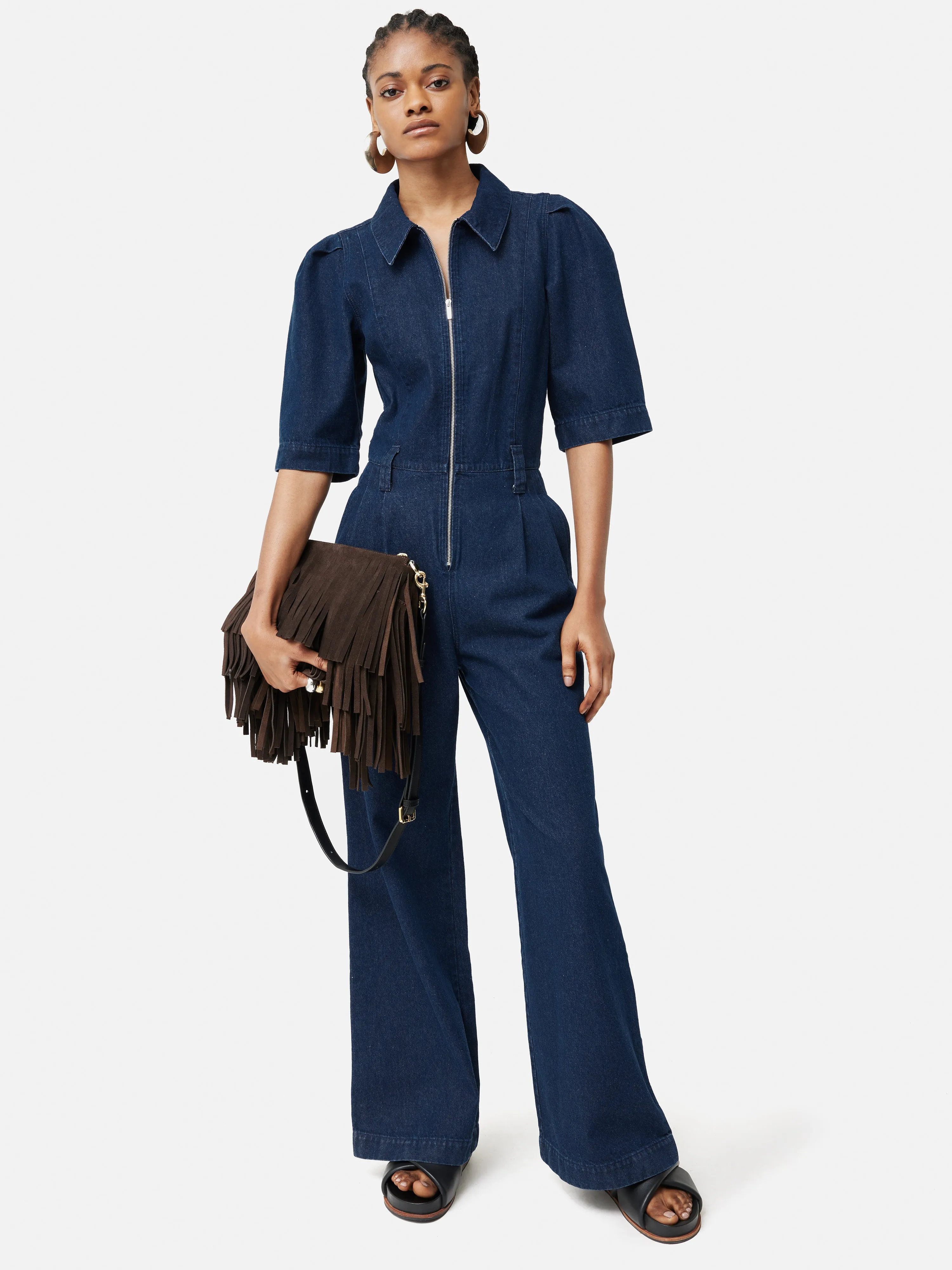 Denim Zip Front Jumpsuit | Indigo sold by Jigsaw product image thumbnail 2