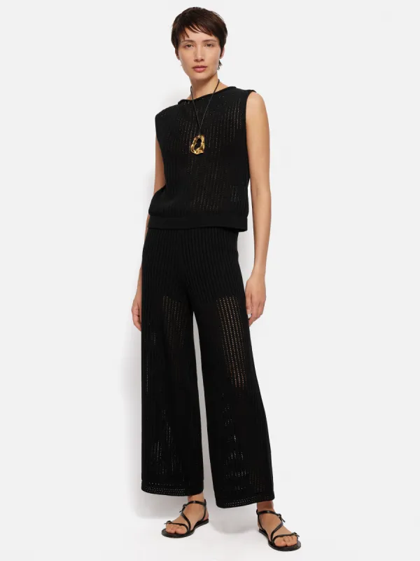 Linear Pointelle Trouser | Black sold by Jigsaw