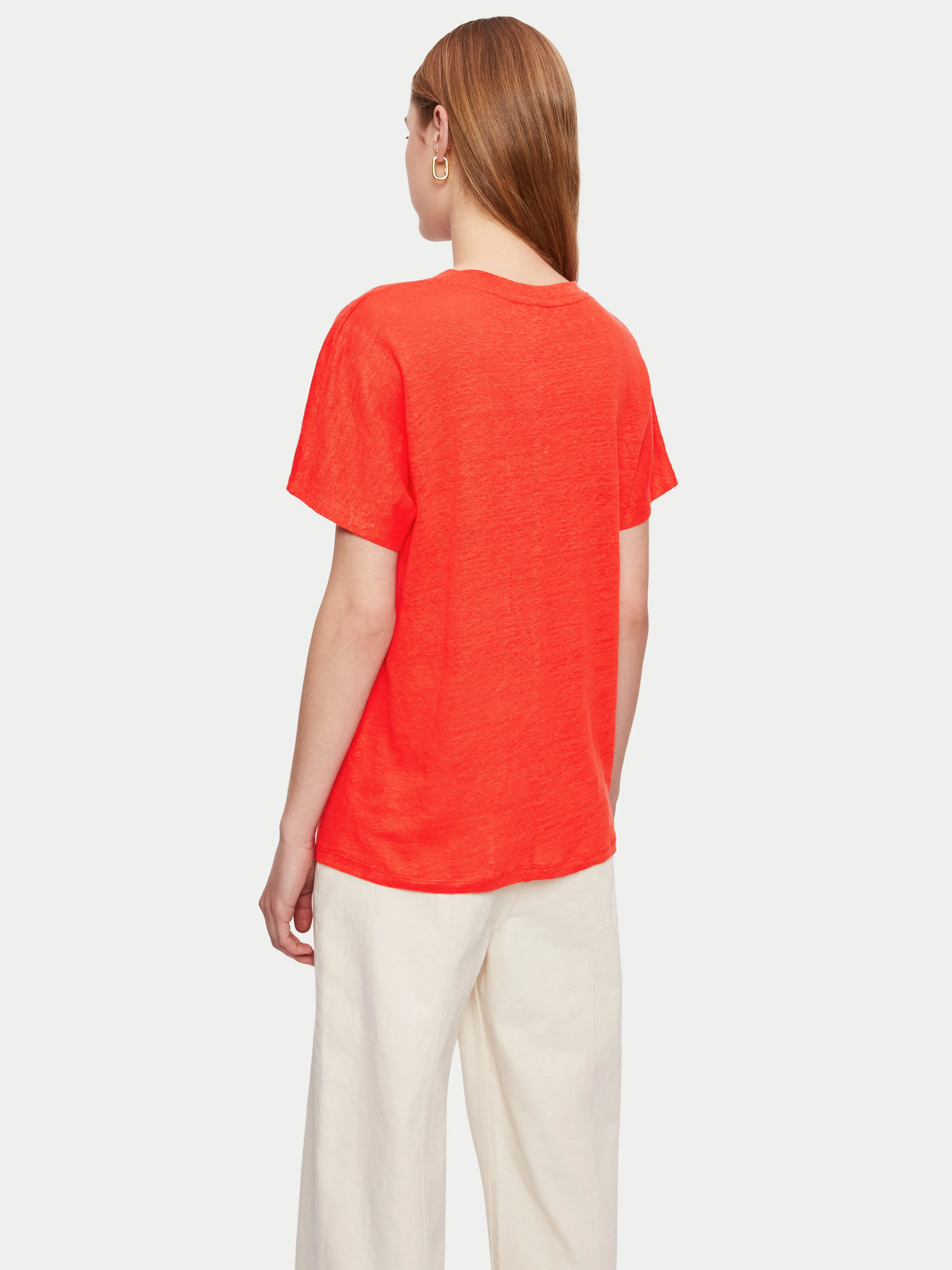 Linen V Neck Short Sleeve Tee | Red sold by Jigsaw product image thumbnail 4
