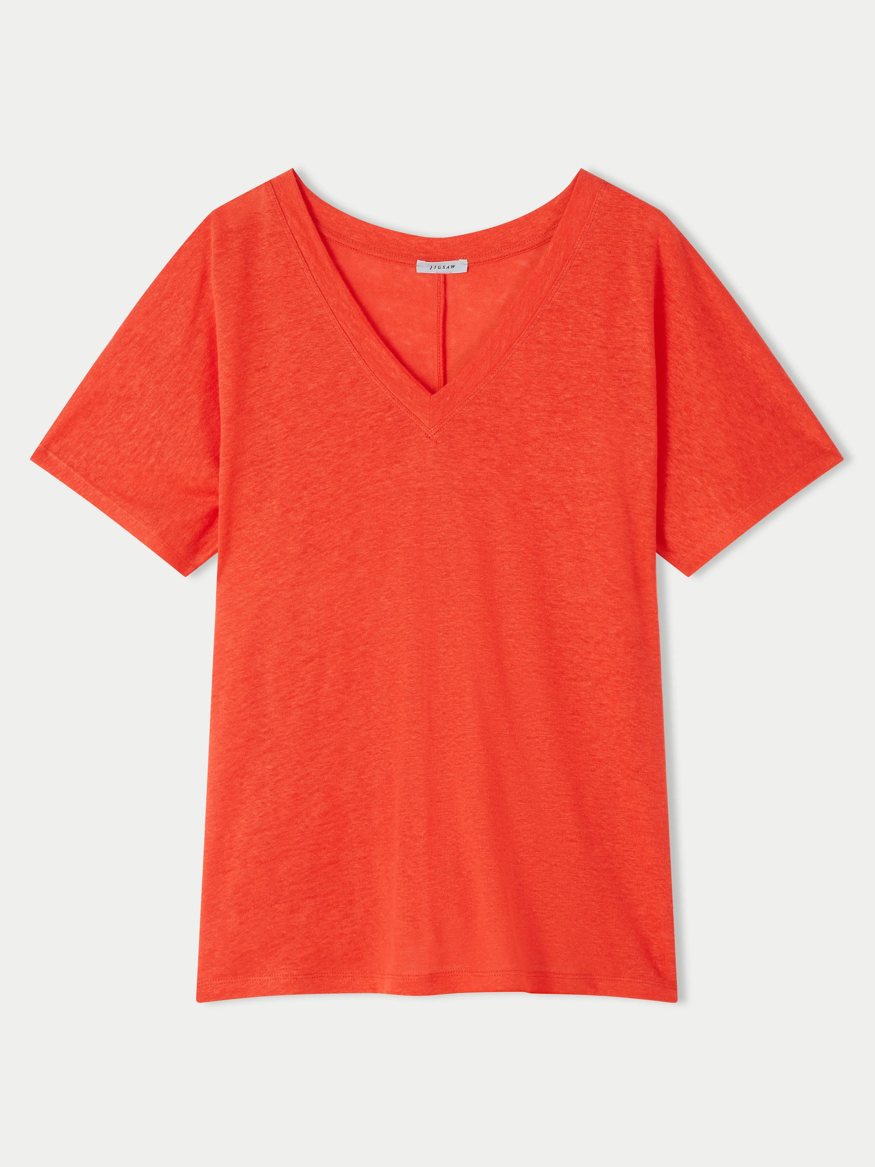 Linen V Neck Short Sleeve Tee | Red sold by Jigsaw product image thumbnail 5