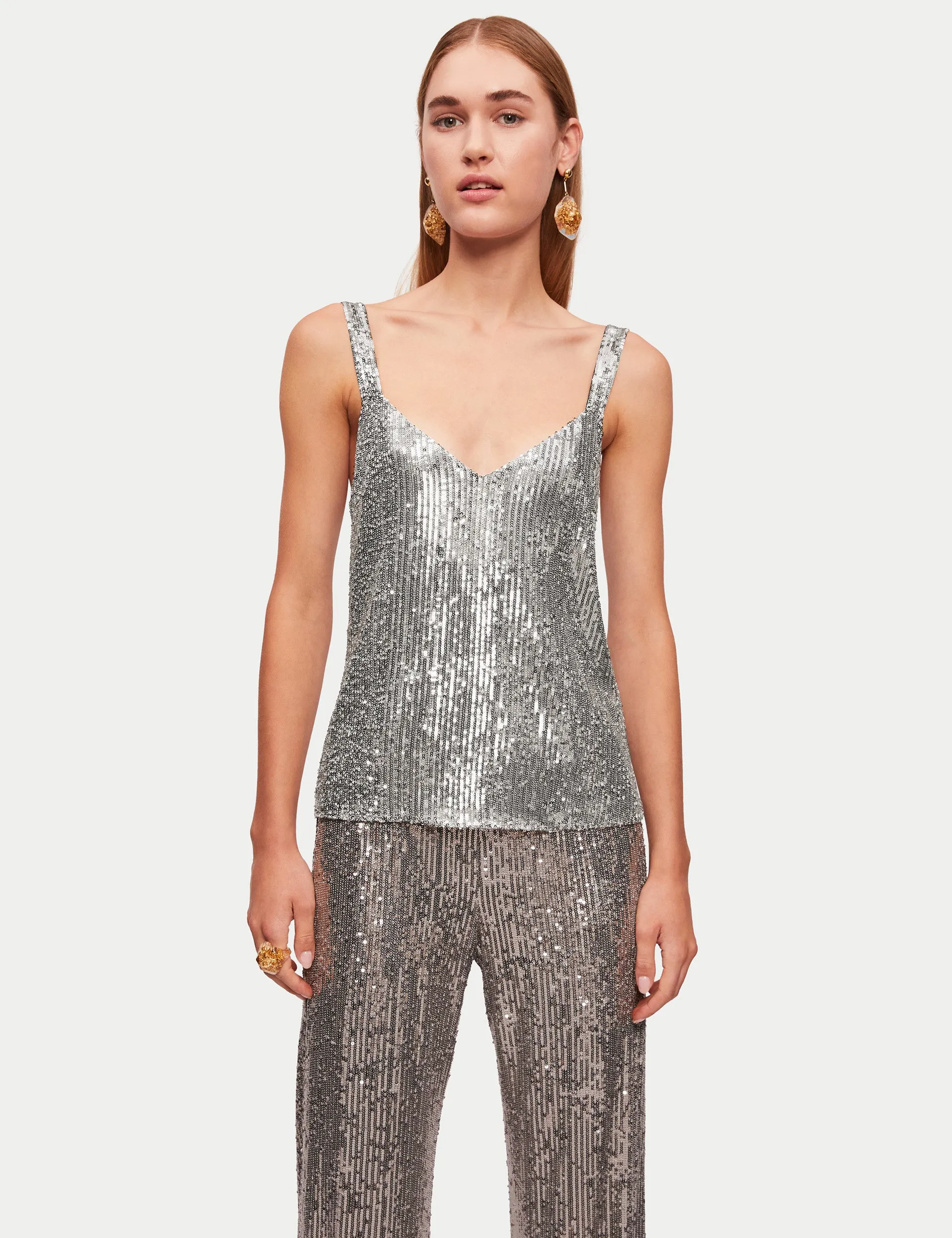 Sequin Cami | Pewter sold by Jigsaw