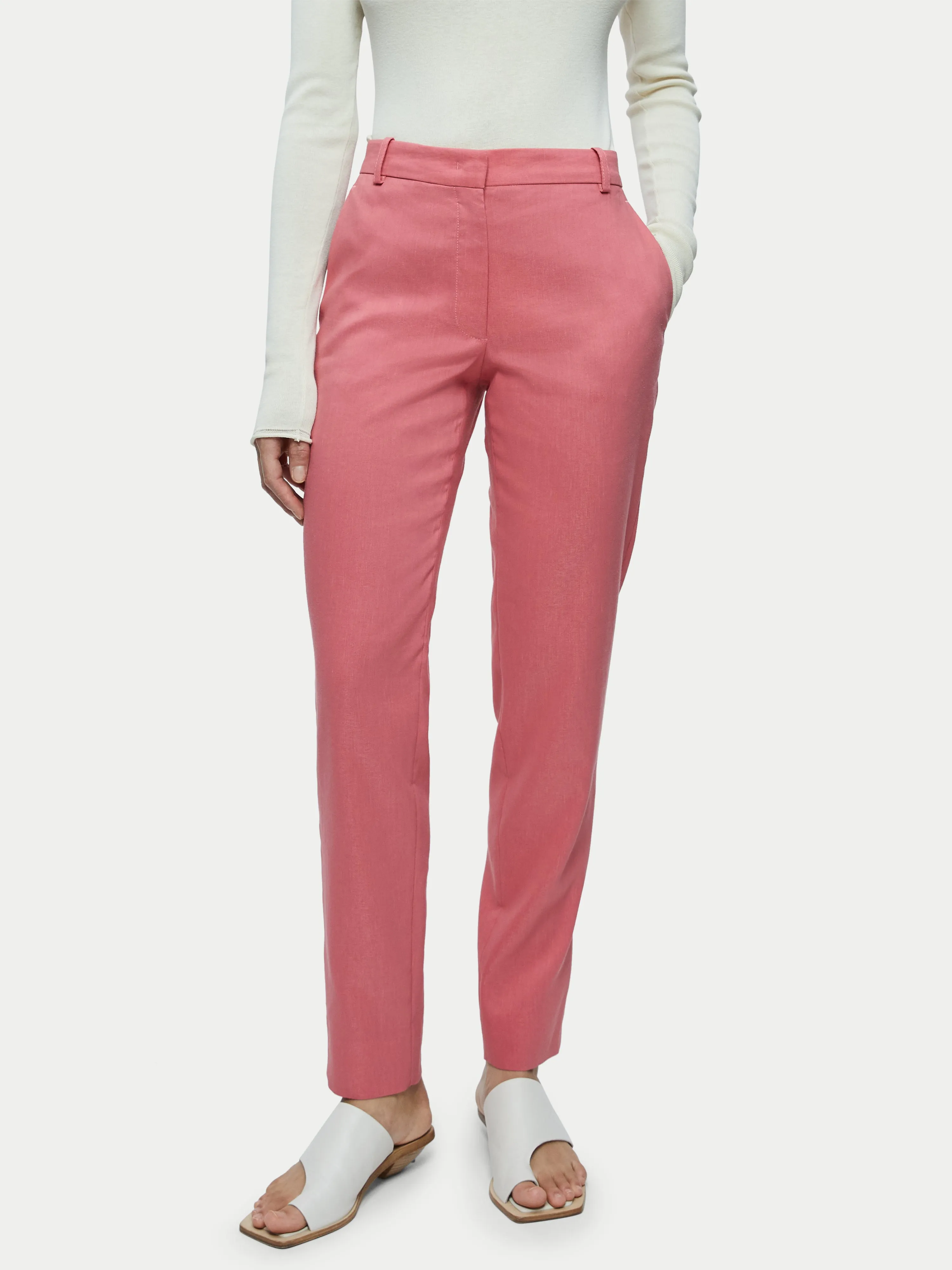 Portofino Linen Trouser | Pink sold by Jigsaw