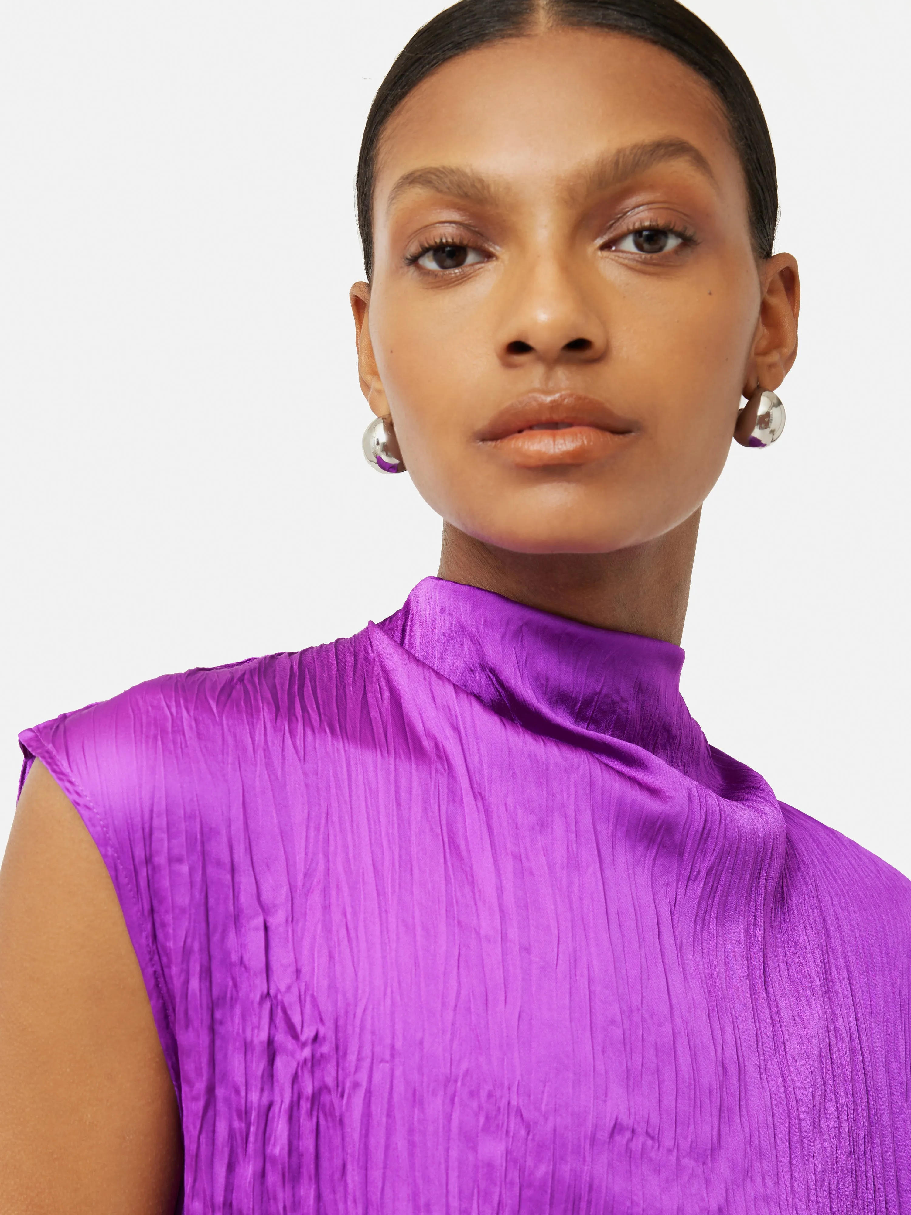 Satin Crinkle Sleeveless Top | Purple Orchid sold by Jigsaw product image thumbnail 4
