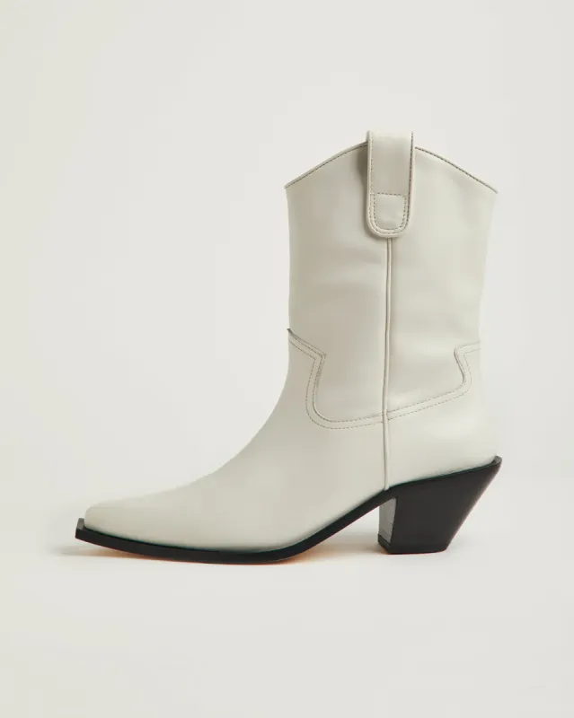 Woods Leather Western Boot | White sold by Jigsaw