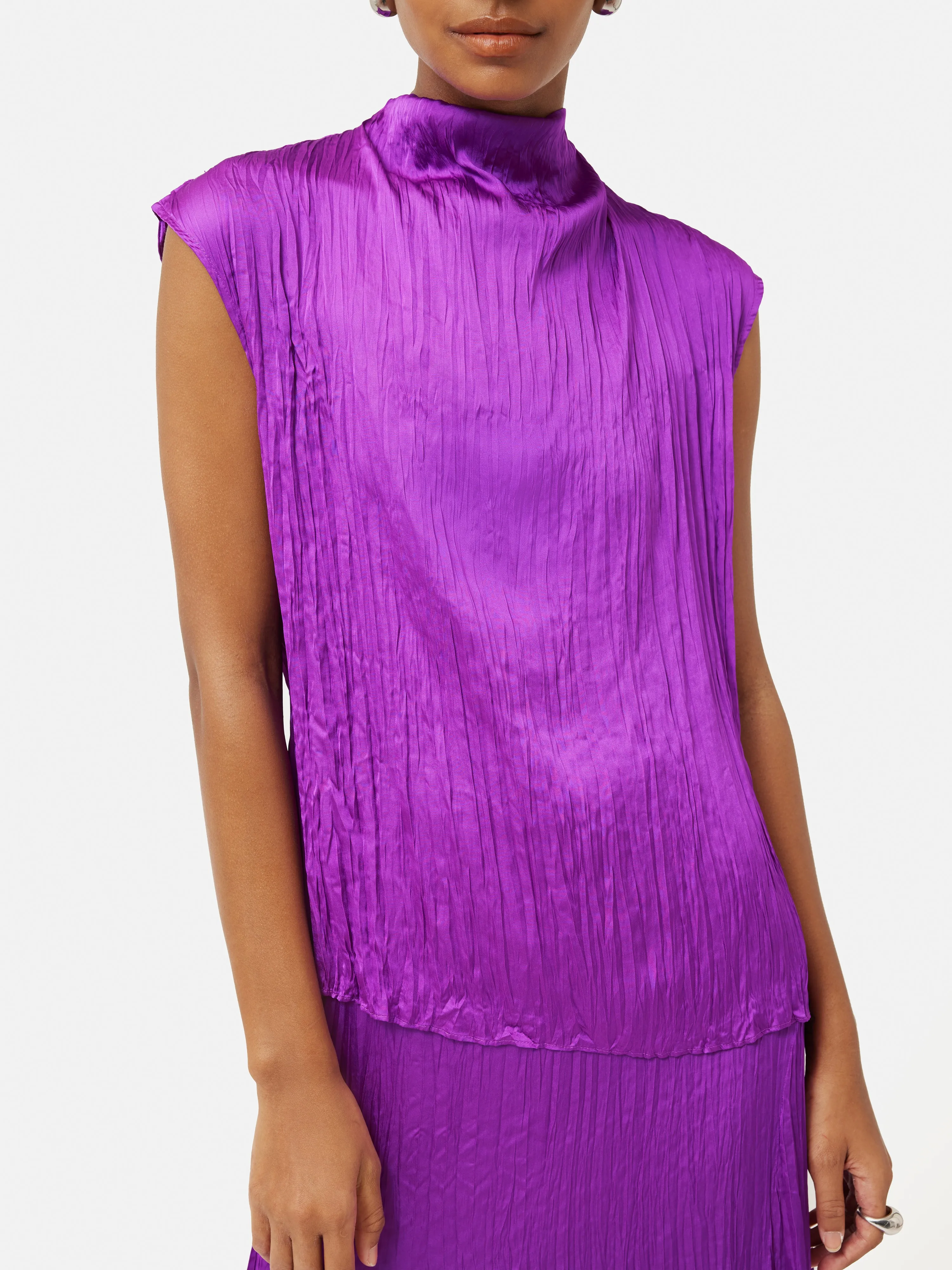 Satin Crinkle Sleeveless Top | Purple Orchid sold by Jigsaw product image thumbnail 5