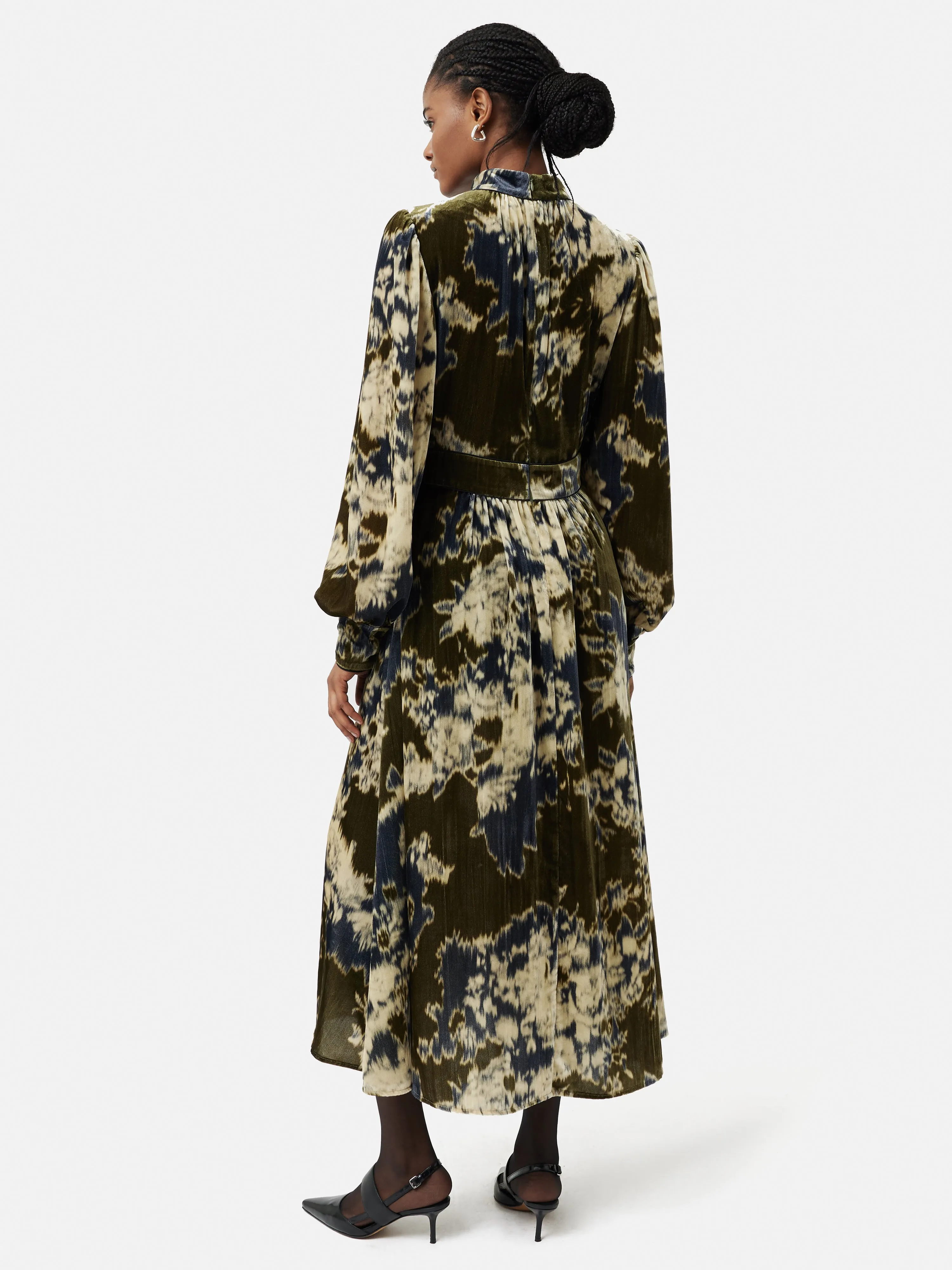 Glitched Ikat Velvet Dress | Green sold by Jigsaw product image thumbnail 5