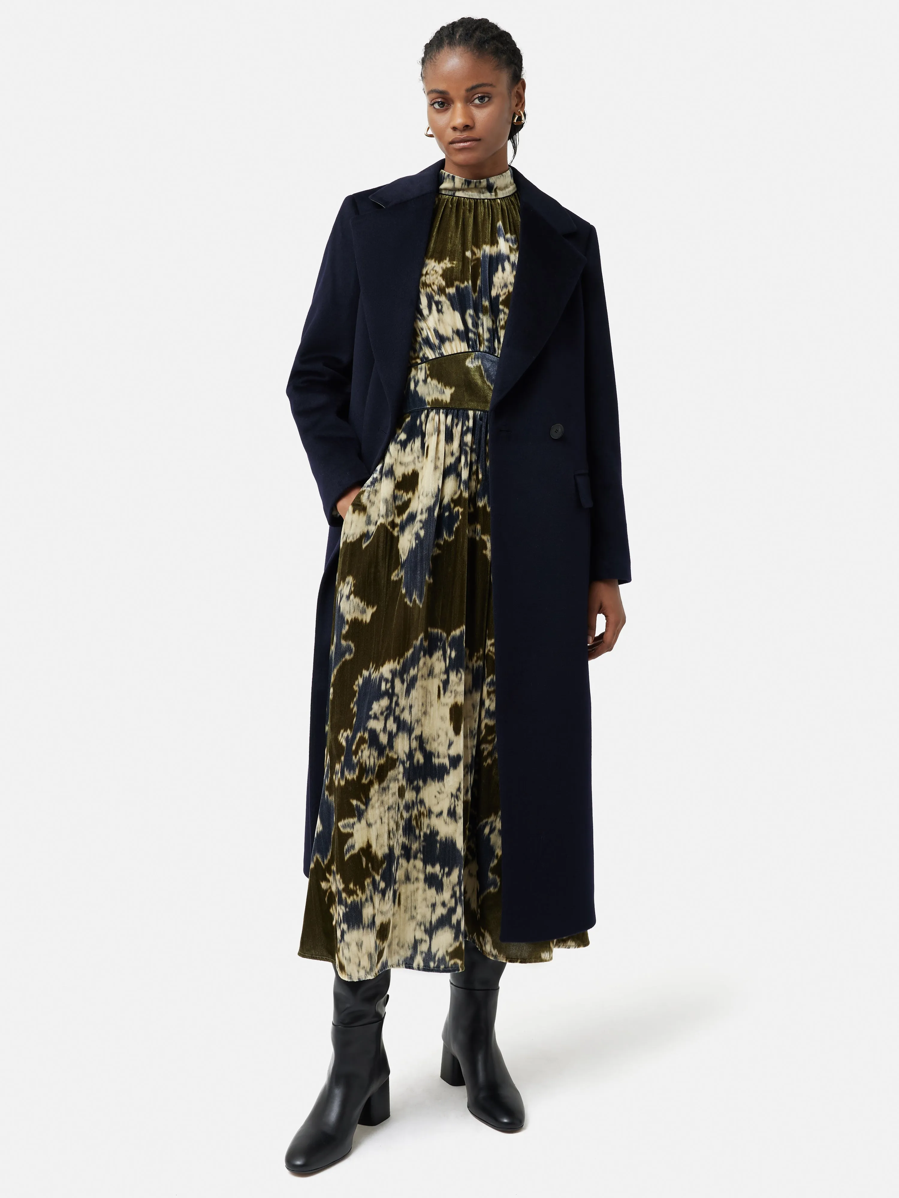 Glitched Ikat Velvet Dress | Green sold by Jigsaw product image thumbnail 4